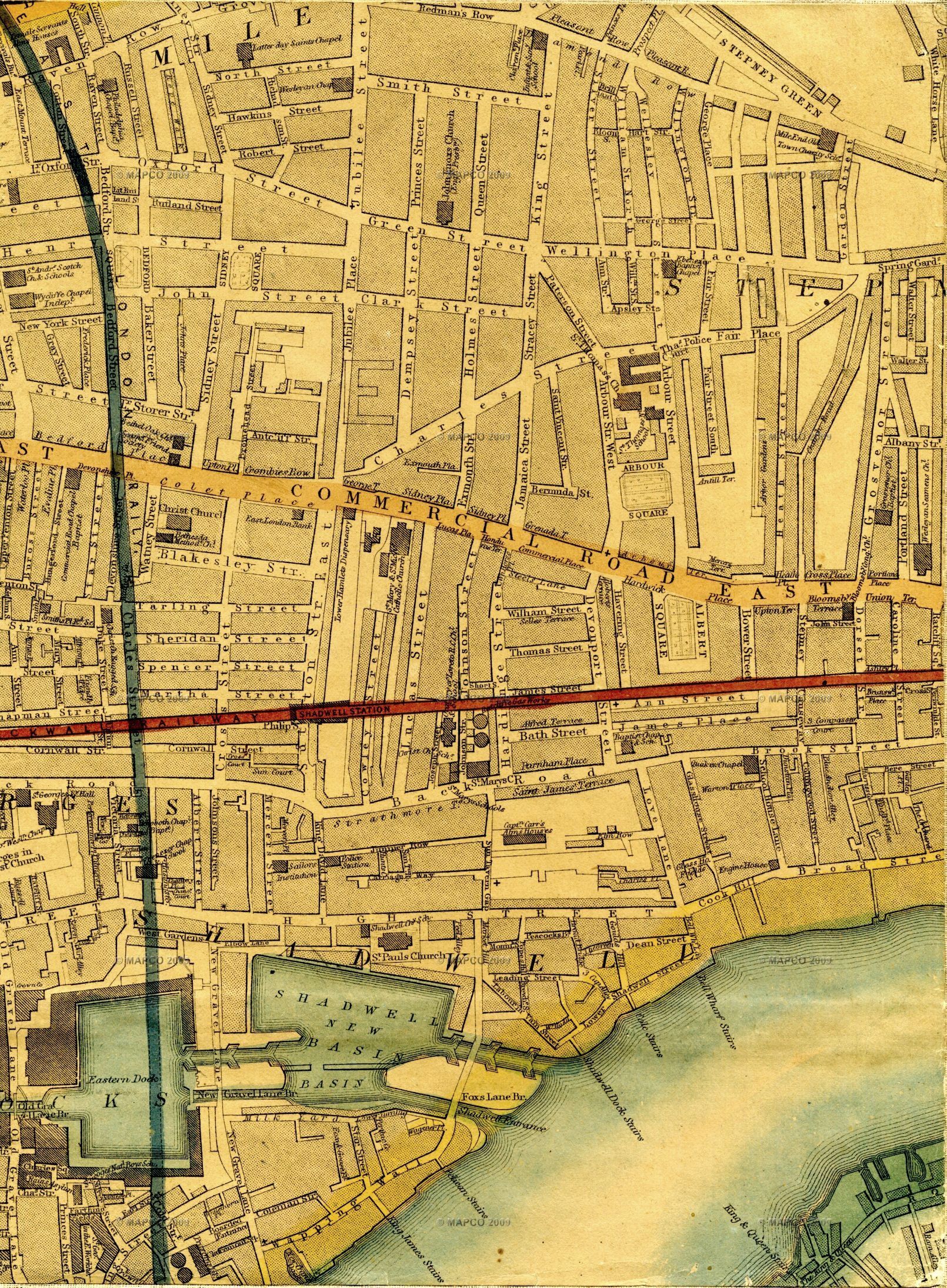 Old Ordnance Survey Map Stepney & Limehouse near Whitechapel London 1894 S64 New 